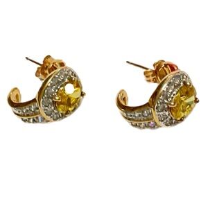 Earrings - Opulent Look of Yellow Sapphire and Diamonds in Gold